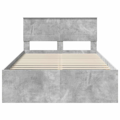 vidaXL Bettrahmen mit Kopfteil Beton Grau 135 x 190 cm Holzwerkstoff