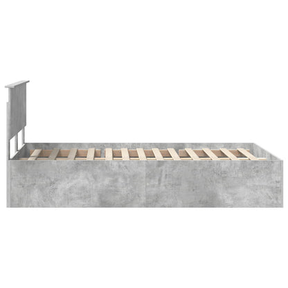 vidaXL Bettrahmen mit Kopfteil Beton Grau 135 x 190 cm Holzwerkstoff