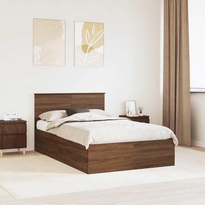 vidaXL Bettrahmen Braun Eichen-Optik 135 x 190 cm Holzwerkstoff