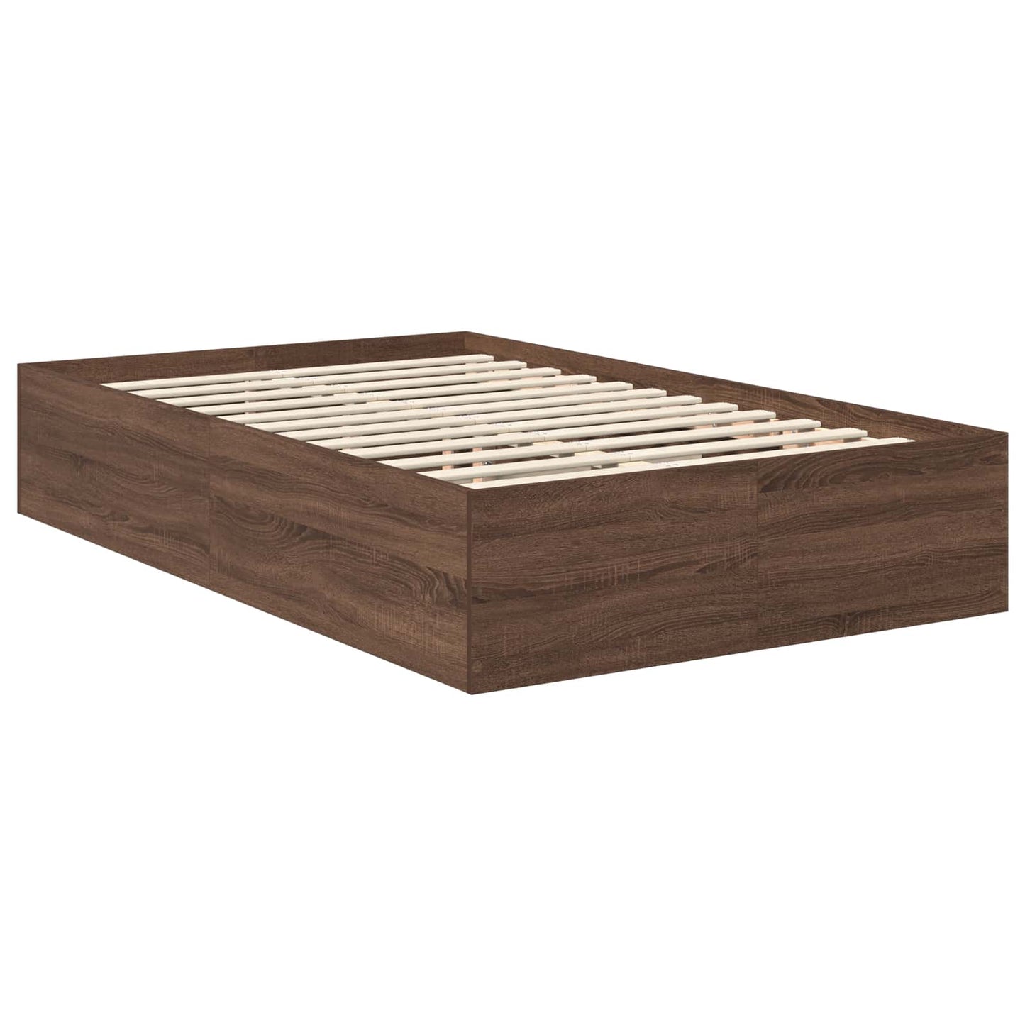 vidaXL Bettrahmen Braun Eichen-Optik 135 x 190 cm Holzwerkstoff