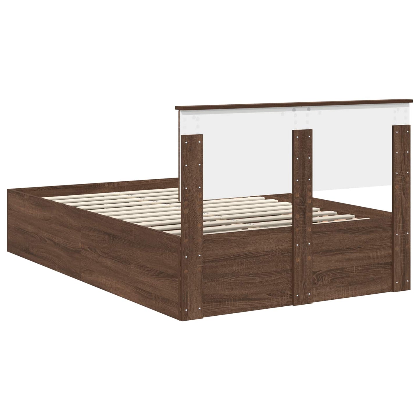 vidaXL Bettrahmen Braun Eichen-Optik 135 x 190 cm Holzwerkstoff