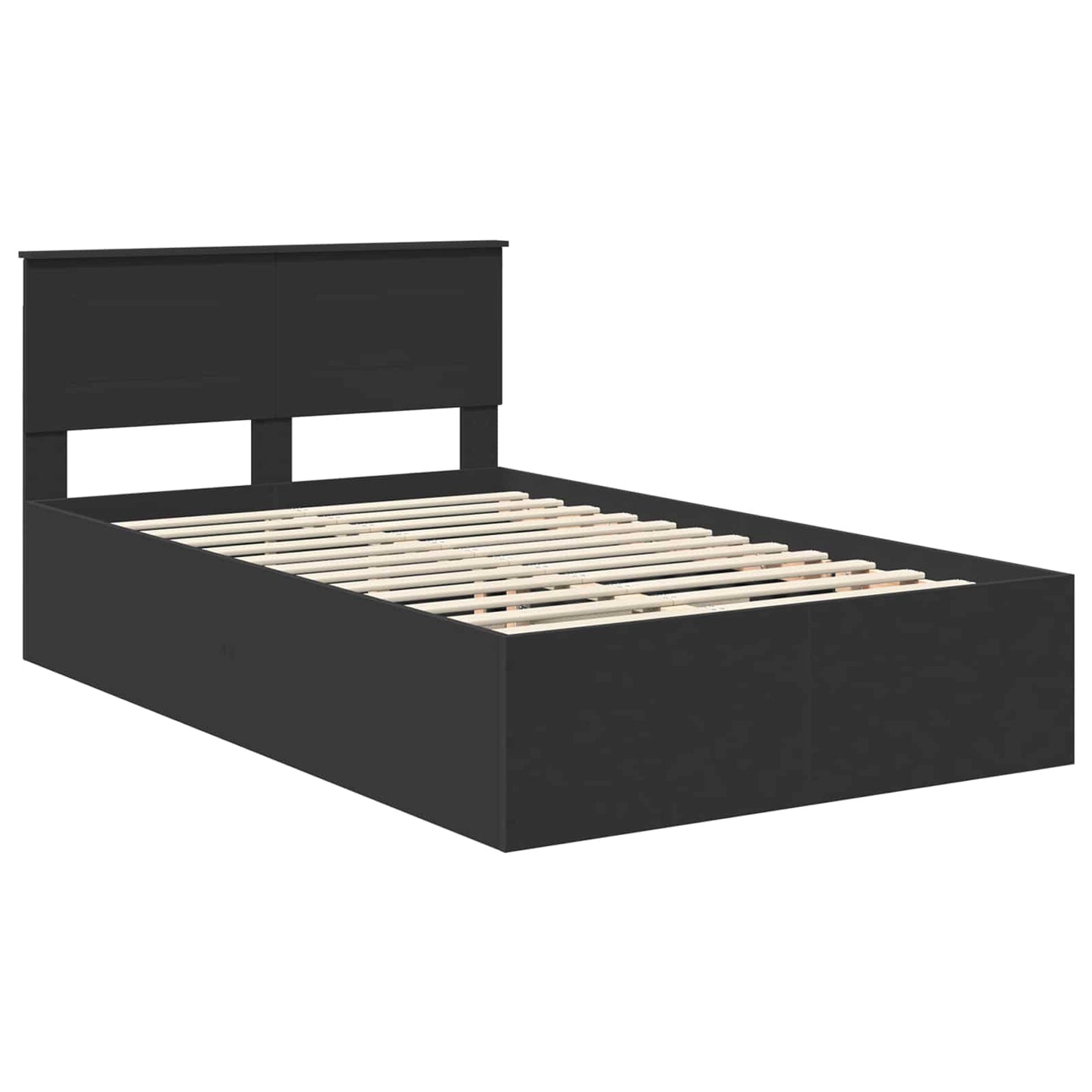 vidaXL Bettrahmen mit Kopfteil Schwarz 120 x 190 cm Holzwerkstoff