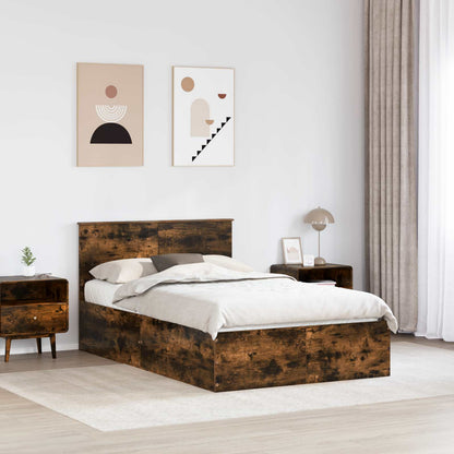 vidaXL Cadre de lit Chêne fumé 120 x 190 cm Bois d'ingénierie
