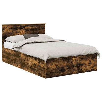 vidaXL Bettrahmen Geräucherte Eiche 120 x 200 cm Holzwerkstoff