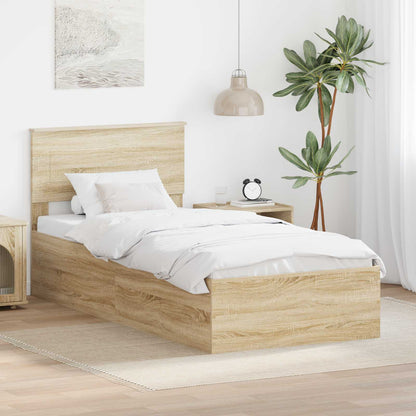 vidaXL Bettrahmen mit Kopfteil Sonoma-Eiche 120 x 200 cm Holzwerkstoff