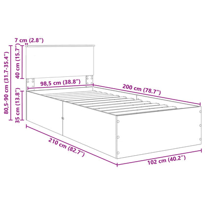 Bettrahmen Graues Sonoma 120 x 200 cm Holzwerkstoff