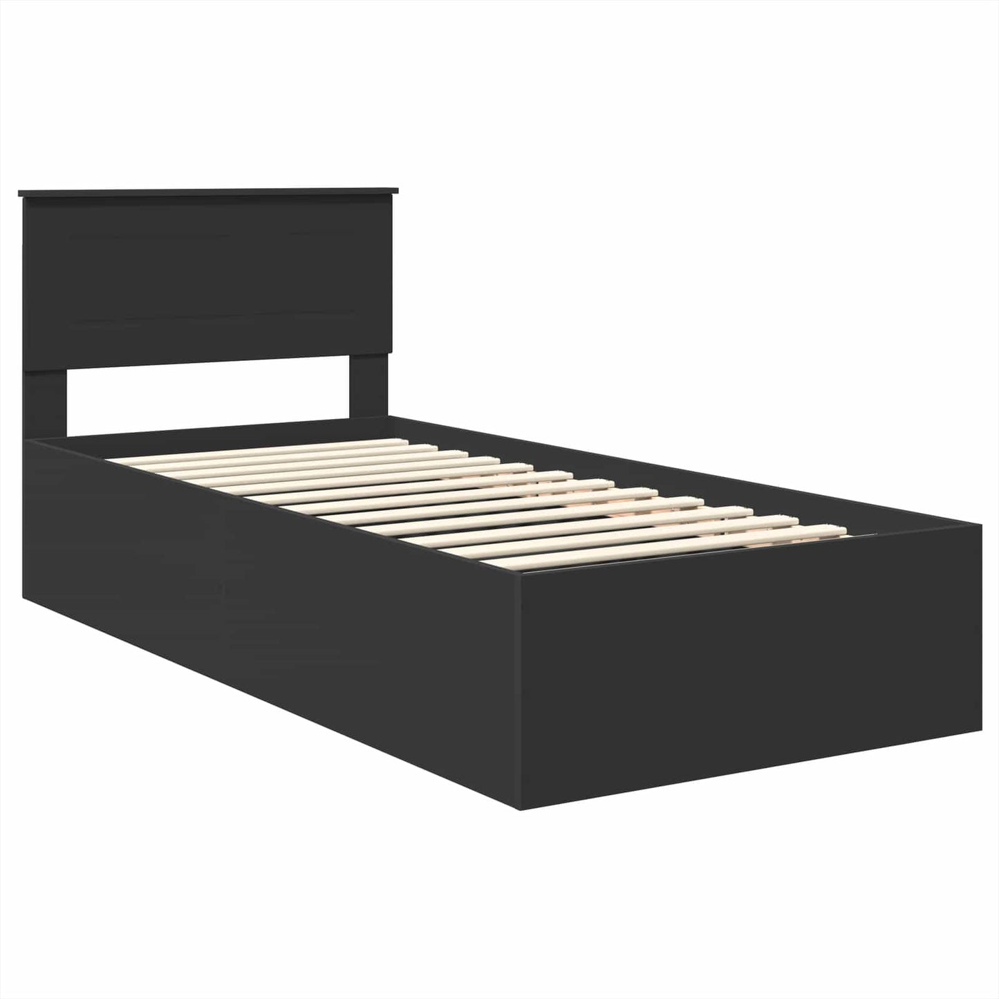 vidaXL Bettrahmen mit Kopfteil Schwarz 90 x 190 cm Holzwerkstoff