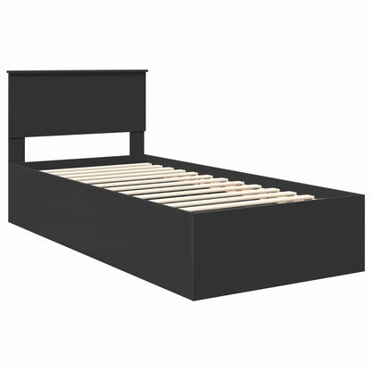 vidaXL Bettrahmen mit Kopfteil Schwarz 90 x 190 cm Holzwerkstoff