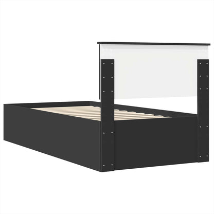 vidaXL Bettrahmen mit Kopfteil Schwarz 90 x 190 cm Holzwerkstoff