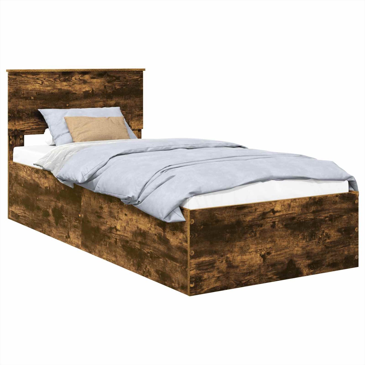 vidaXL Cadre de lit Chêne fumé 90 x 190 cm Bois d'ingénierie