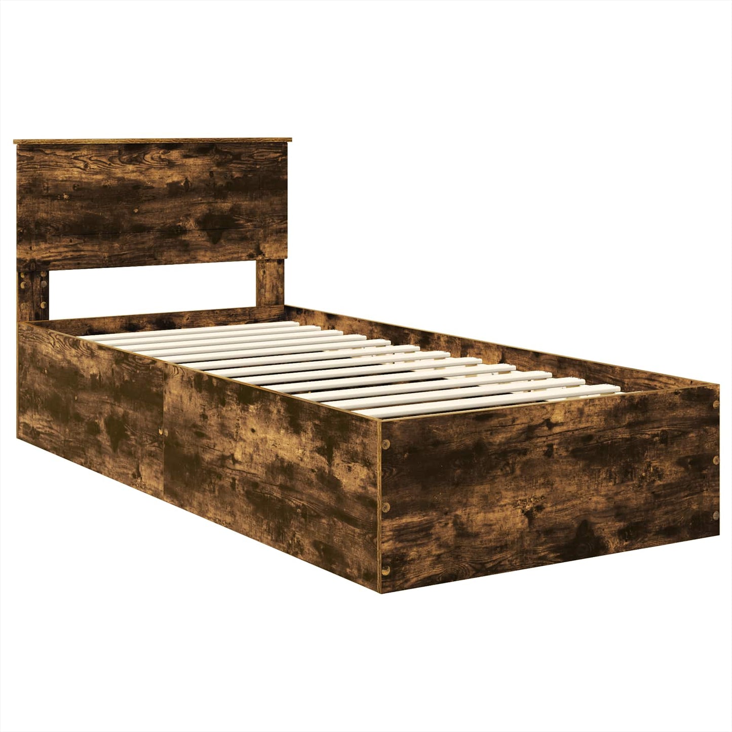 vidaXL Cadre de lit Chêne fumé 90 x 190 cm Bois d'ingénierie