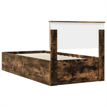vidaXL Cadre de lit Chêne fumé 90 x 190 cm Bois d'ingénierie