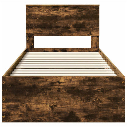 vidaXL Cadre de lit Chêne fumé 90 x 190 cm Bois d'ingénierie