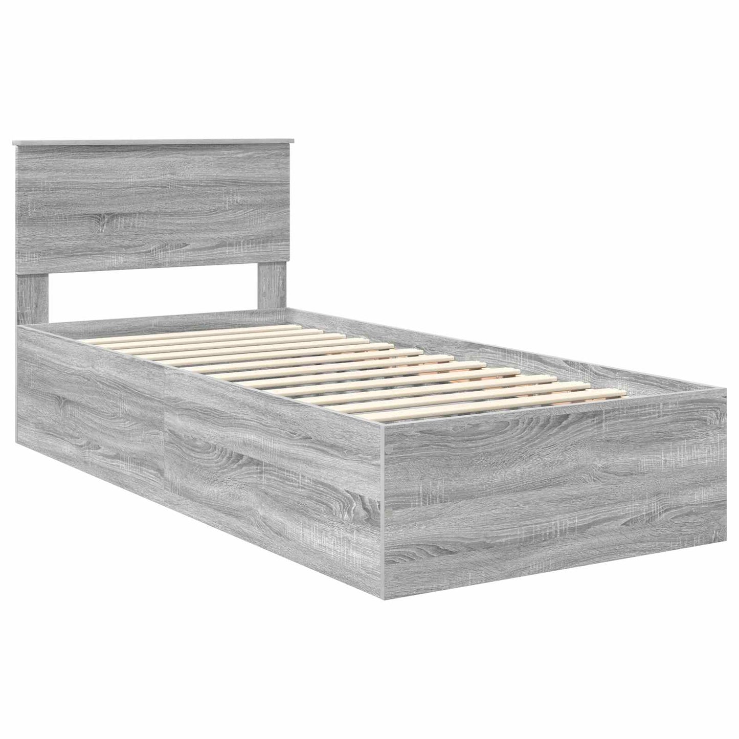 vidaXL Bettrahmen mit Kopfteil Graues Sonoma 90 x 190 cm Holzwerkstoff