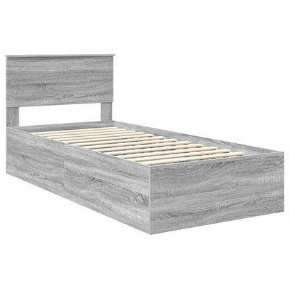 vidaXL Bettrahmen mit Kopfteil Graues Sonoma 90 x 190 cm Holzwerkstoff