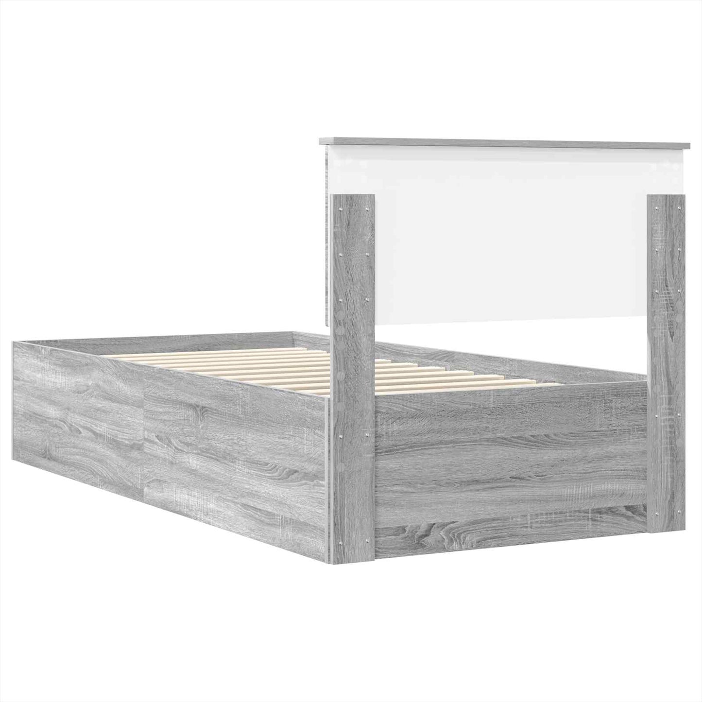 vidaXL Bettrahmen mit Kopfteil Graues Sonoma 90 x 190 cm Holzwerkstoff