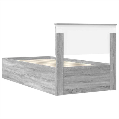vidaXL Bettrahmen mit Kopfteil Graues Sonoma 90 x 190 cm Holzwerkstoff