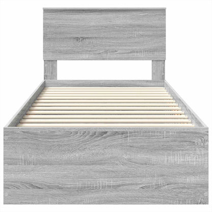 vidaXL Bettrahmen mit Kopfteil Graues Sonoma 90 x 190 cm Holzwerkstoff