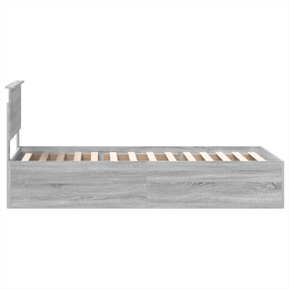 vidaXL Bettrahmen mit Kopfteil Graues Sonoma 90 x 190 cm Holzwerkstoff