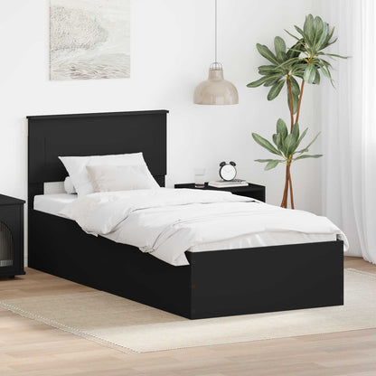 vidaXL Bettrahmen mit Kopfteil Schwarz 90 x 200 cm Holzwerkstoff