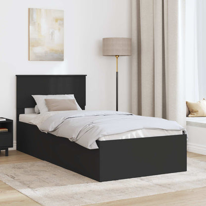 vidaXL Bettrahmen mit Kopfteil Schwarz 90 x 200 cm Holzwerkstoff