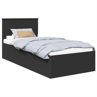 vidaXL Bettrahmen mit Kopfteil Schwarz 90 x 200 cm Holzwerkstoff