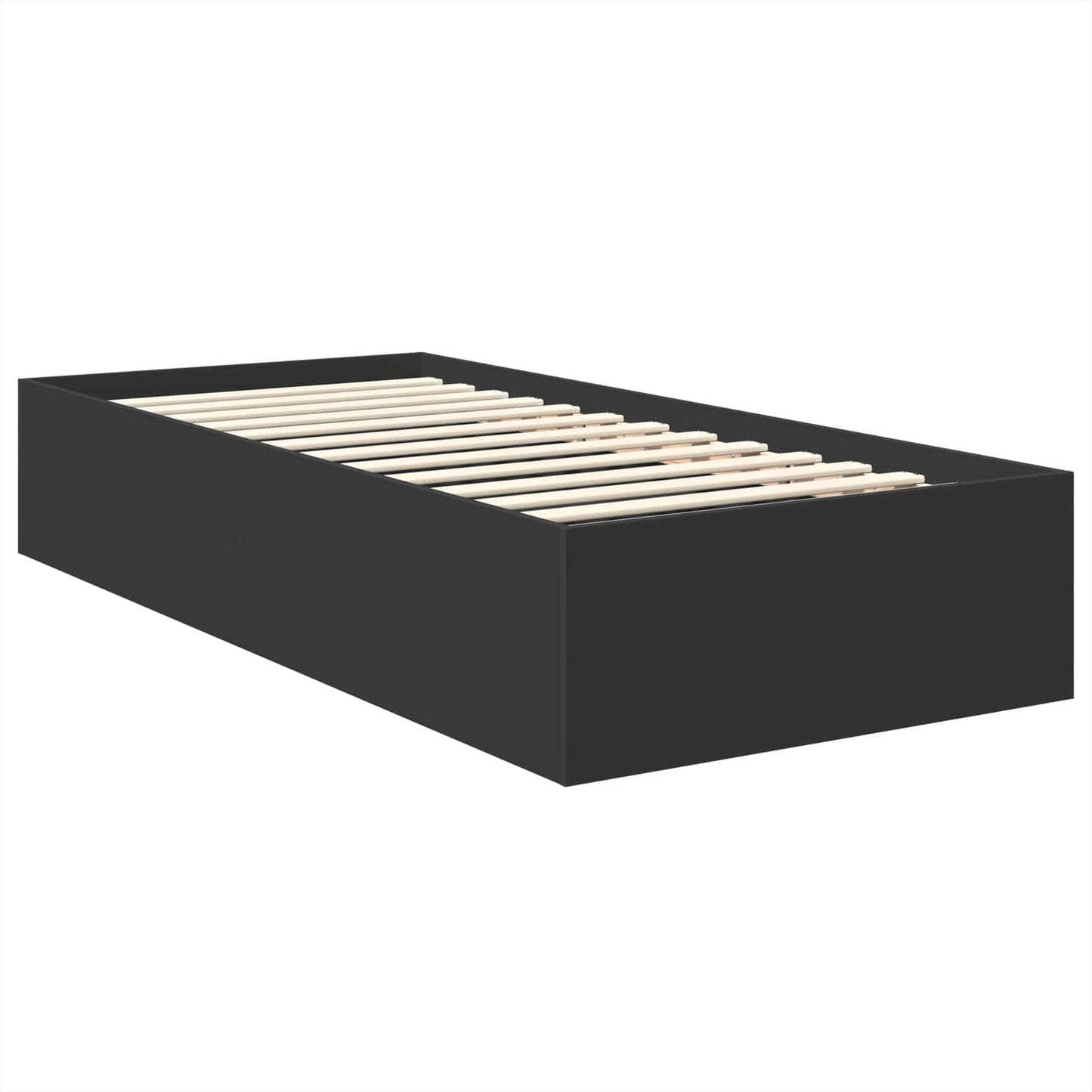vidaXL Bettrahmen mit Kopfteil Schwarz 90 x 200 cm Holzwerkstoff