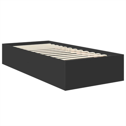 vidaXL Bettrahmen mit Kopfteil Schwarz 90 x 200 cm Holzwerkstoff