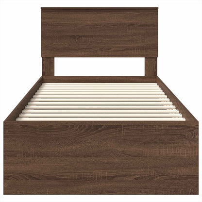 vidaXL Bettrahmen Braun Eichen-Optik 90 x 200 cm Holzwerkstoff