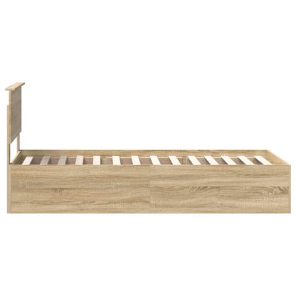 vidaXL Bettrahmen mit Kopfteil Sonoma-Eiche 75 x 190 cm Holzwerkstoff