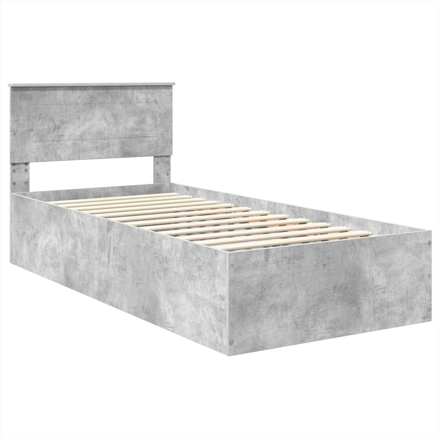vidaXL Bettrahmen mit Kopfteil Beton Grau 75 x 190 cm Holzwerkstoff
