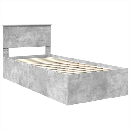 vidaXL Bettrahmen mit Kopfteil Beton Grau 75 x 190 cm Holzwerkstoff