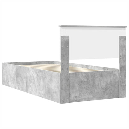 vidaXL Bettrahmen mit Kopfteil Beton Grau 75 x 190 cm Holzwerkstoff