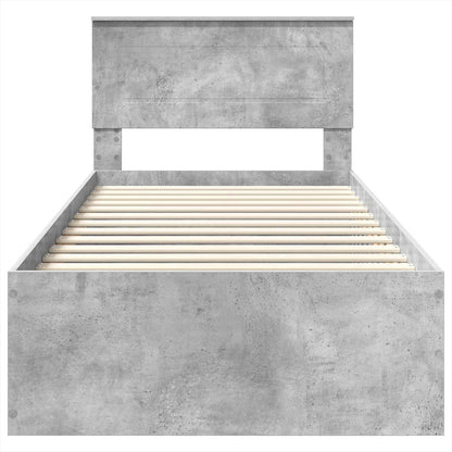 vidaXL Bettrahmen mit Kopfteil Beton Grau 75 x 190 cm Holzwerkstoff