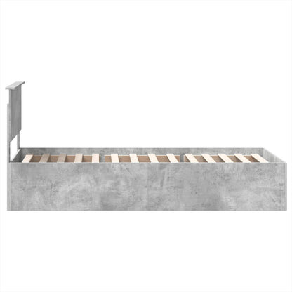 vidaXL Bettrahmen mit Kopfteil Beton Grau 75 x 190 cm Holzwerkstoff