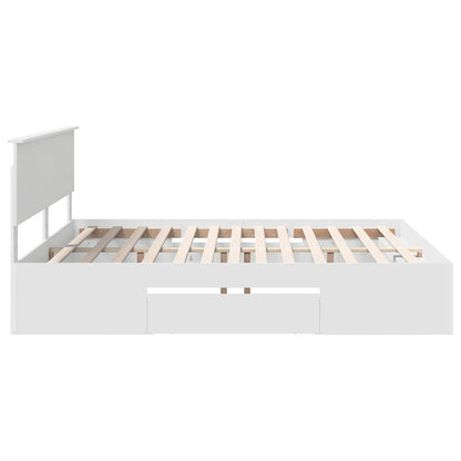 vidaXL Bettrahmen mit Kopfteil Weiß 200 x 200 cm Holzwerkstoff