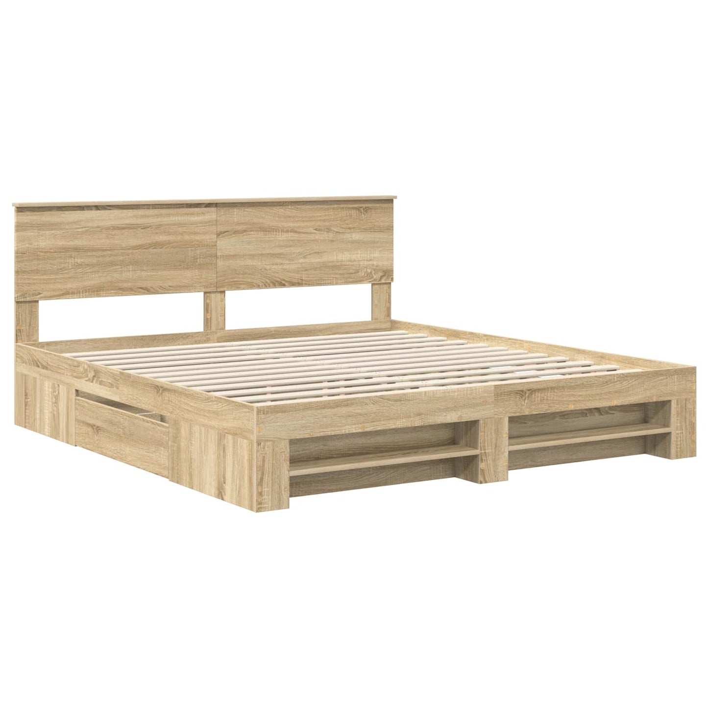 vidaXL Bettrahmen mit Kopfteil Sonoma-Eiche 200 x 200 cm Holzwerkstoff