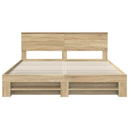 vidaXL Bettrahmen mit Kopfteil Sonoma-Eiche 200 x 200 cm Holzwerkstoff