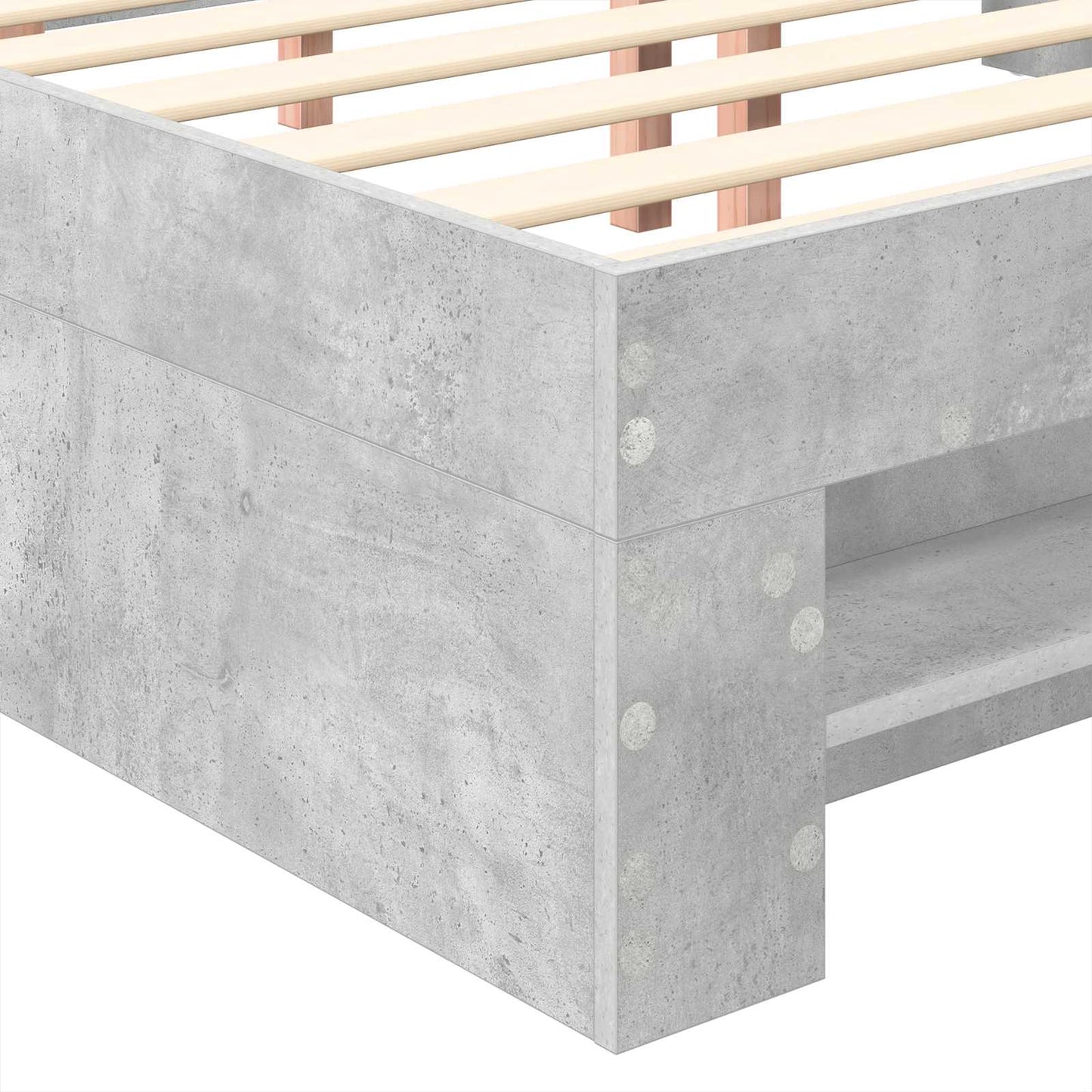 Bettrahmen mit Kopfteil Beton Grau 200 x 200 cm Holzwerkstoff