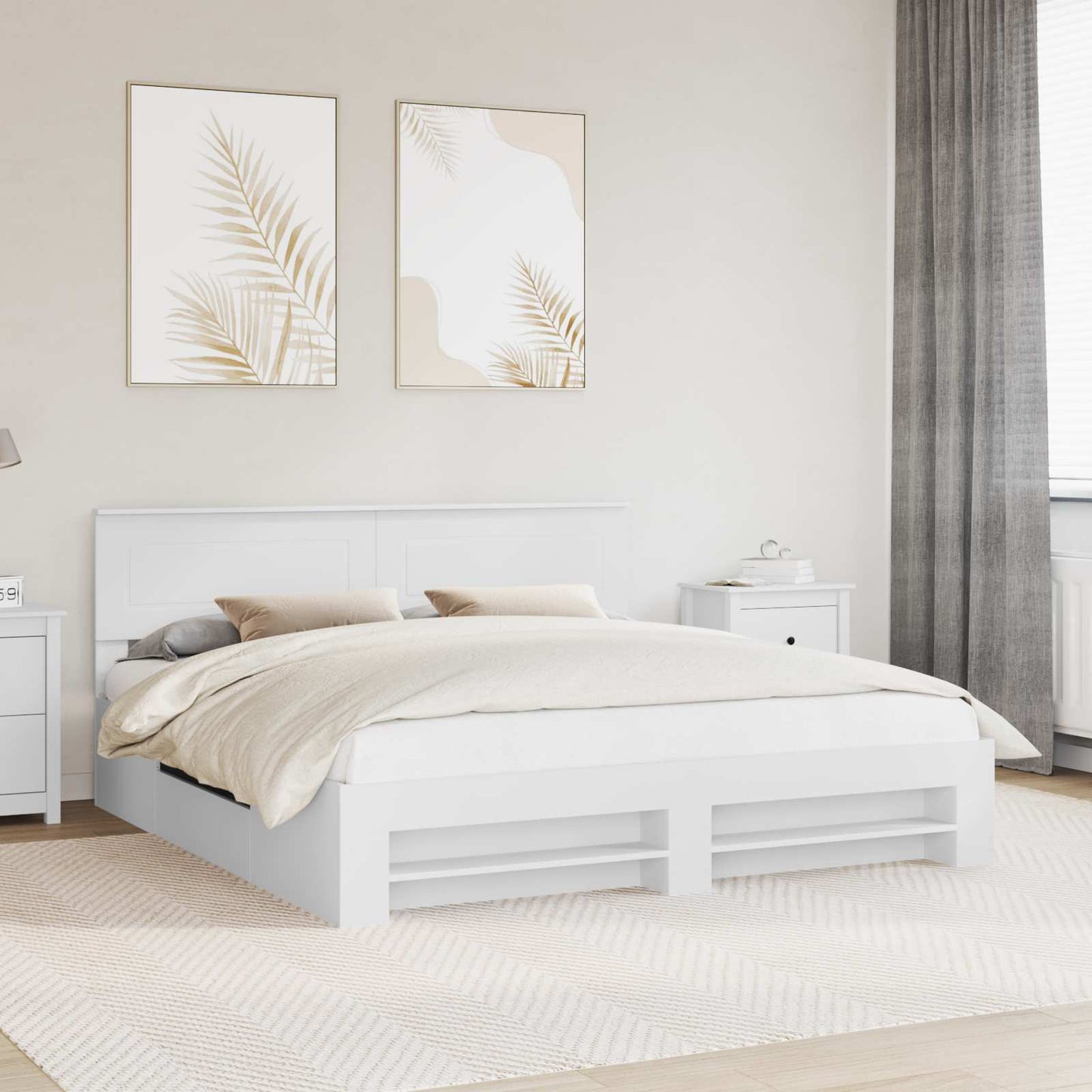 vidaXL Cadre de lit avec tête de lit Blanc 180 x 200 cm Bois d'ingénierie