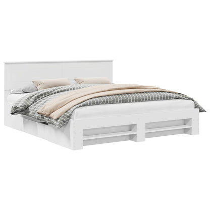 vidaXL Cadre de lit avec tête de lit Blanc 180 x 200 cm Bois d'ingénierie