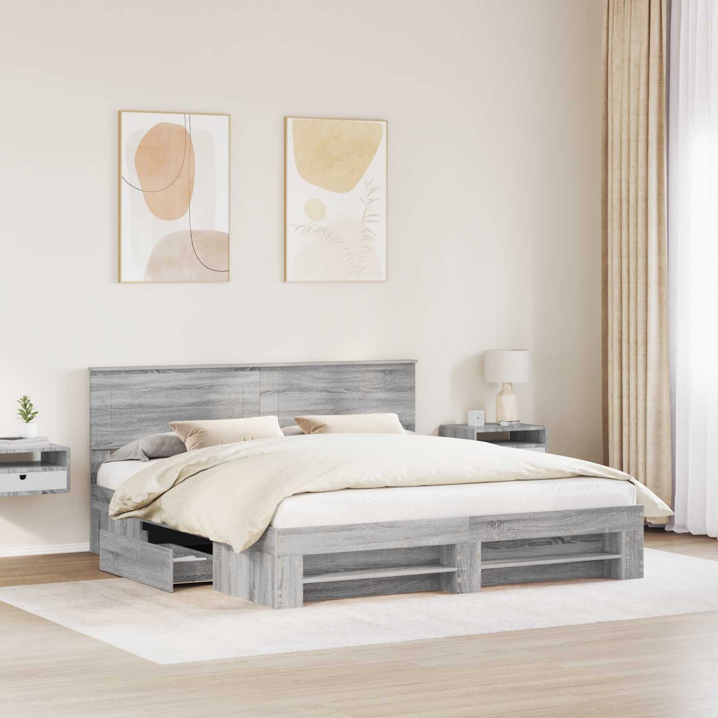 vidaXL Bettrahmen Graues Sonoma 180 x 200 cm Holzwerkstoff