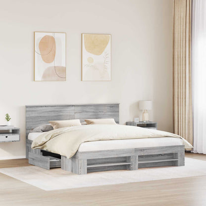 vidaXL Bettrahmen Graues Sonoma 180 x 200 cm Holzwerkstoff