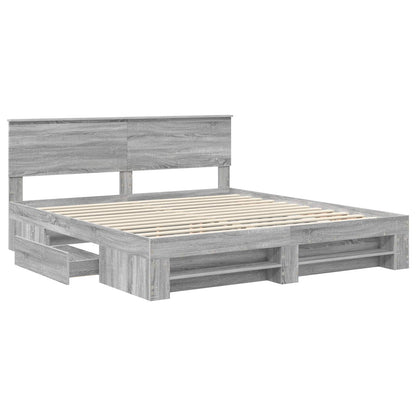 vidaXL Bettrahmen Graues Sonoma 180 x 200 cm Holzwerkstoff