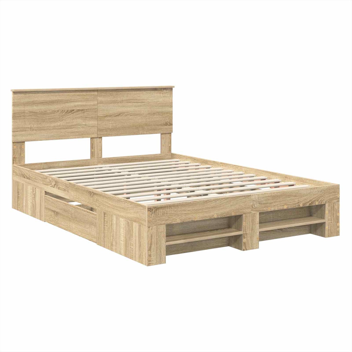 vidaXL Bettrahmen mit Kopfteil Sonoma-Eiche 160 x 200 cm Holzwerkstoff