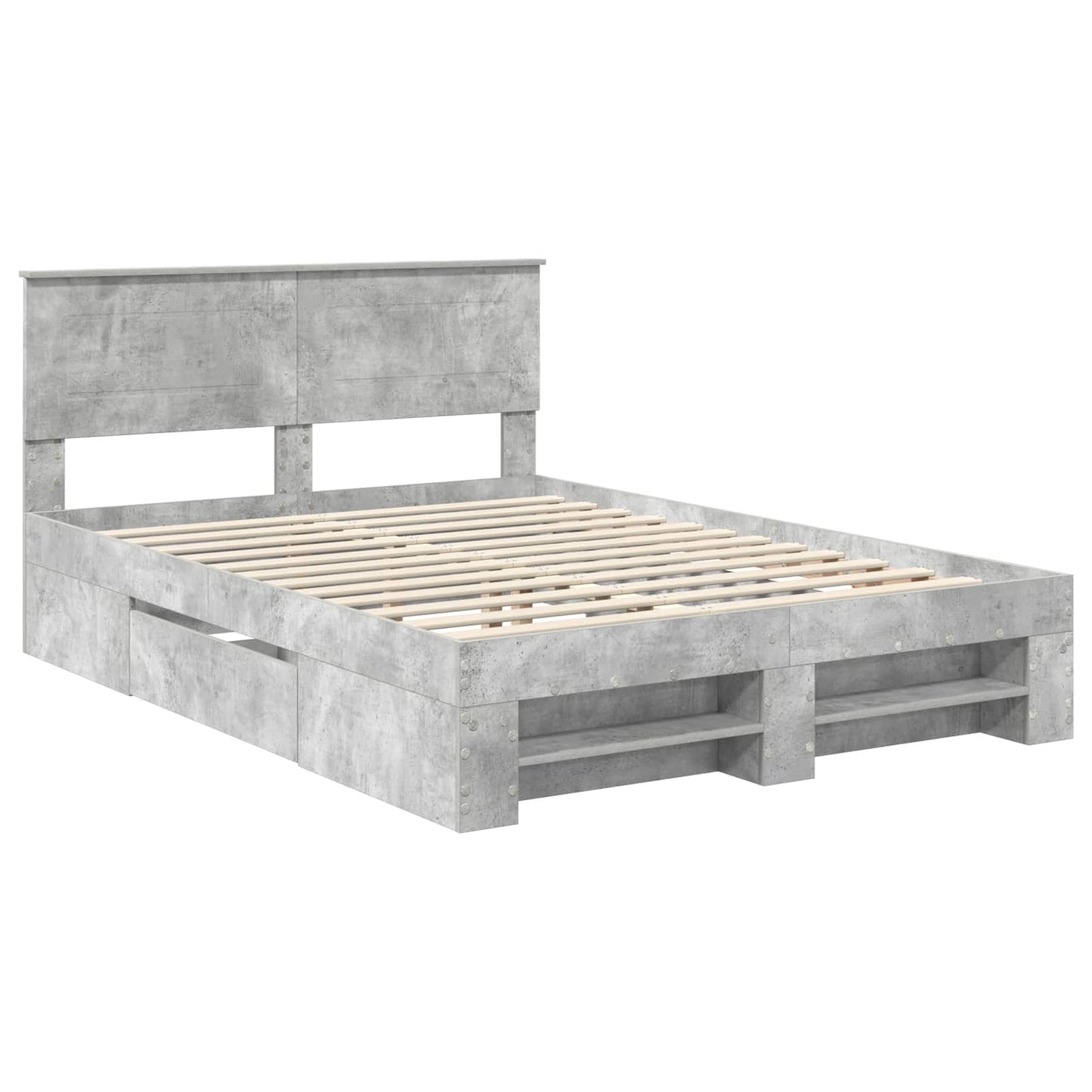 vidaXL Bettrahmen mit Kopfteil Beton Grau 160 x 200 cm Holzwerkstoff