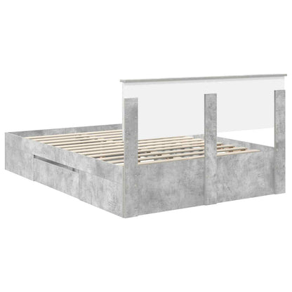 vidaXL Bettrahmen mit Kopfteil Beton Grau 160 x 200 cm Holzwerkstoff