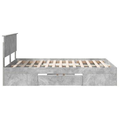 vidaXL Bettrahmen mit Kopfteil Beton Grau 160 x 200 cm Holzwerkstoff