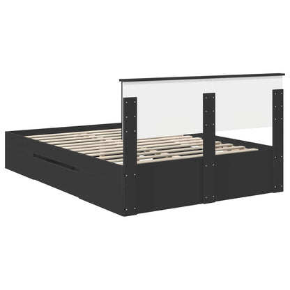 vidaXL Bettrahmen mit Kopfteil Schwarz 150 x 200 cm Holzwerkstoff