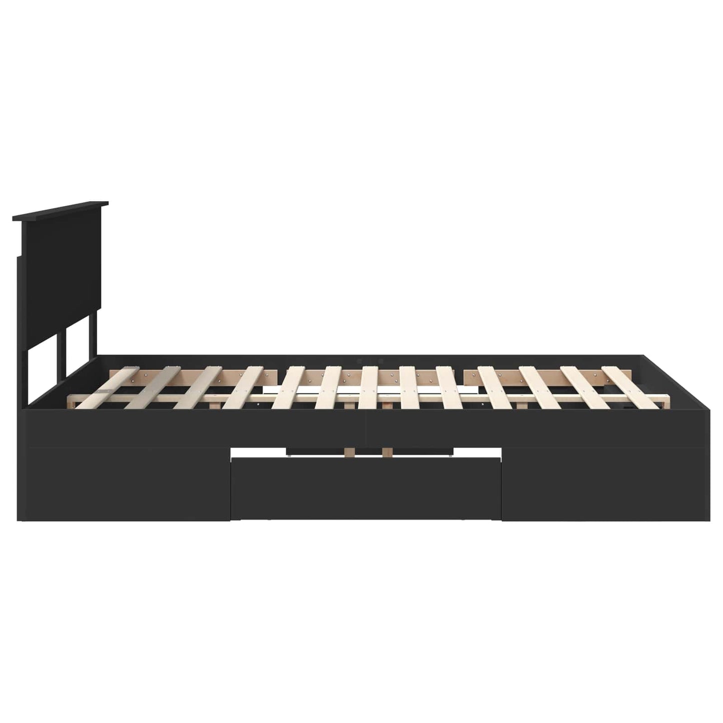 vidaXL Bettrahmen mit Kopfteil Schwarz 150 x 200 cm Holzwerkstoff